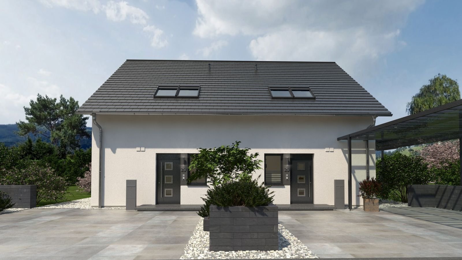 Neubau Doppelhaushälfte in Edenstetten bei Deggendorf EFH KFW 