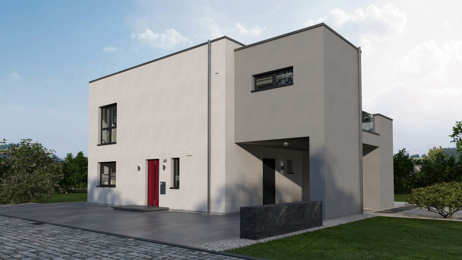 EINFAMILIENHAUS MIT INTEGRIERTEM CARPORT