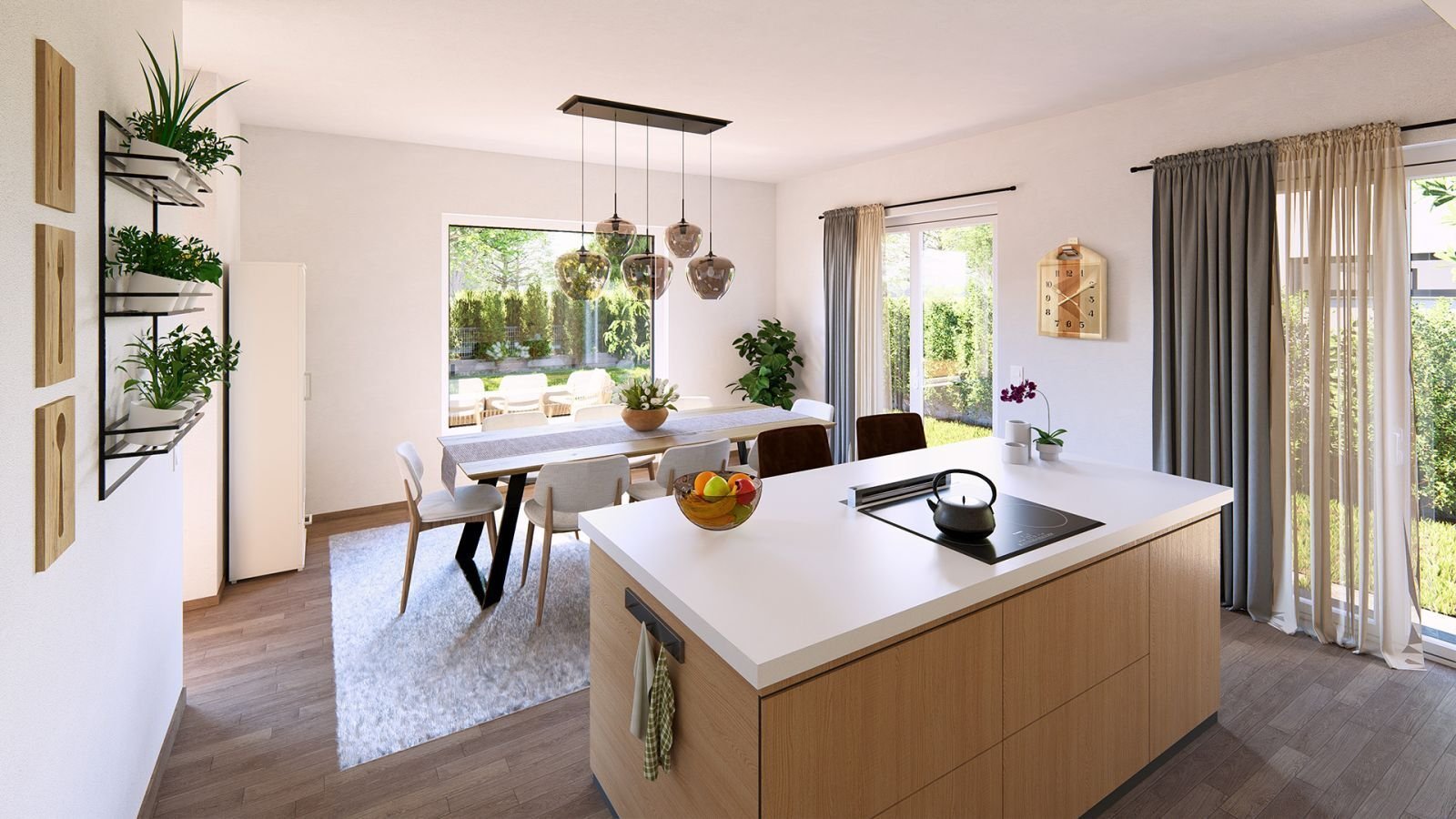 Ansicht Küche und Essbereich