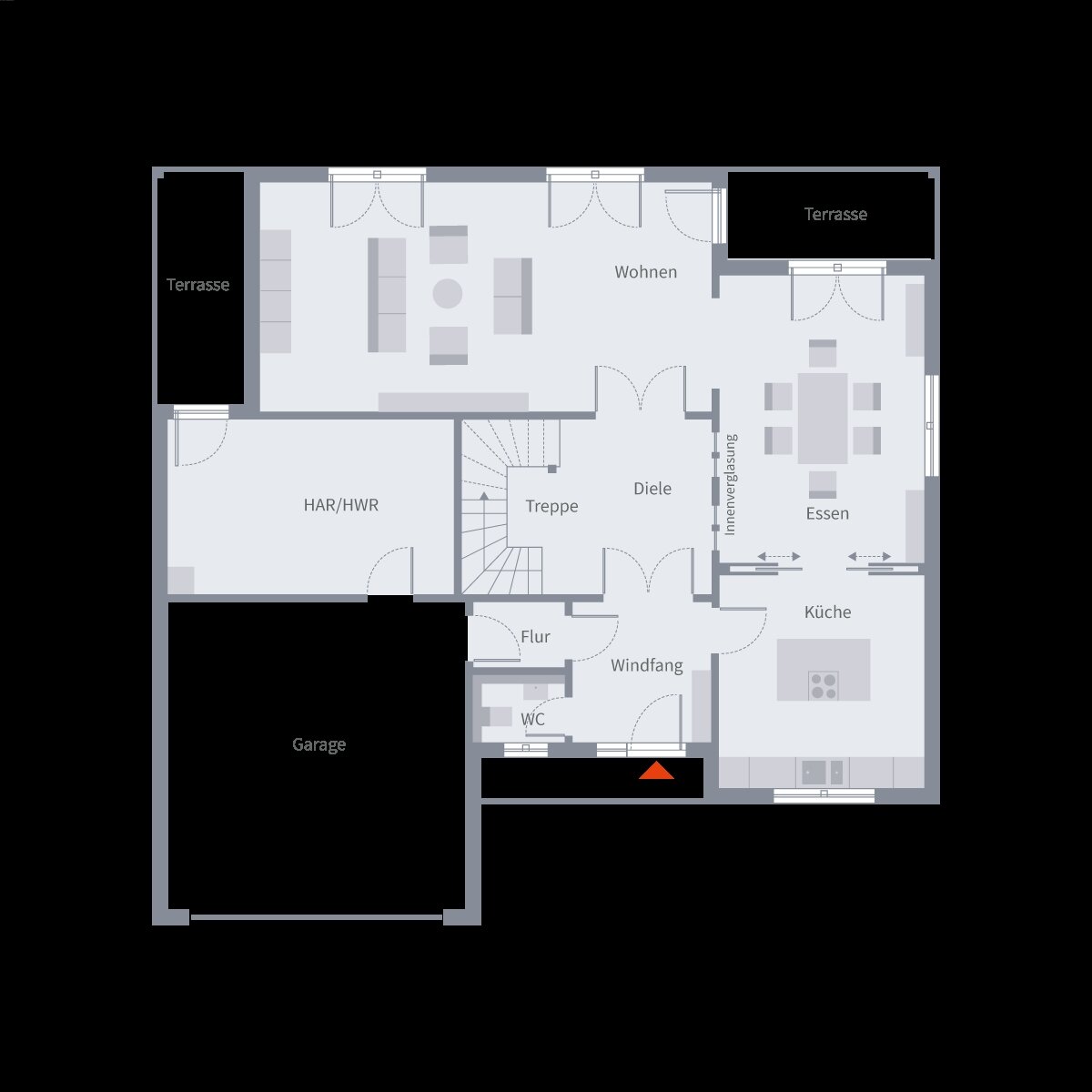design-landhaus-EG Grundriss Einfamilienhaus